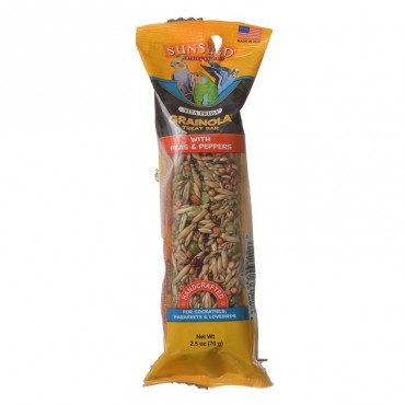 Sunseed Grainola Cockatiel Treat Bar with Peas and Peppers - 4 in. Bar - 4 Pieces