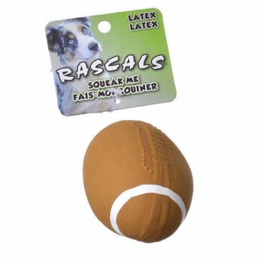 Rascals Latex Football Dog Toy - Brown - 4 in. Long - 4 Pieces