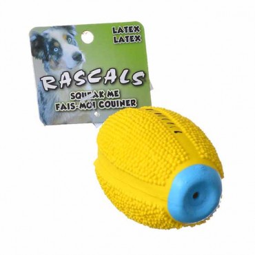Rascals Latex Spiny Football Dog Toy - Yellow - 4 in. Long - 2 Pieces