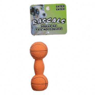 Rascals Latex Basketball Dumbbell Dog Toy - 4 in. Long - 4 Pieces