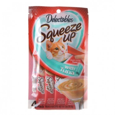 Hartz Delectable Squeeze Up Cat Treat - Tuna - 4 Pack - 4 x 0.5 oz Tubes - 4 PIeces
