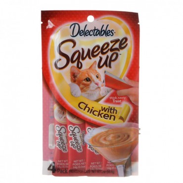 Hartz Delectable Squeeze Up Cat Treat - Chicken - 4 Pack - 4 x 0.5 oz Tubes - 4 Pieces