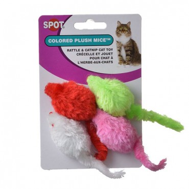 Spot Colored Plush Mice Cat Toys - 4 Pack - 4 Pieces