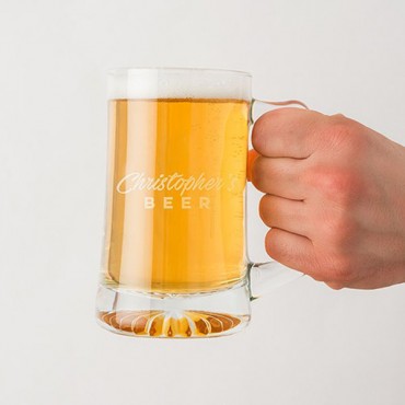 Engraved Glass Beer Mug Gift For Men - Casual Etching
