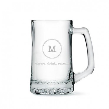 Engraved Glass Beer Mug Gift For Men - Monogrammed