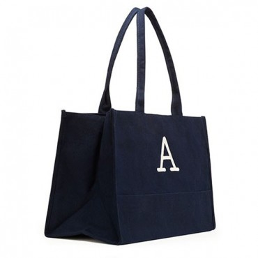 Large Personalized City Canvas Tote Bag - Navy