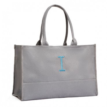 Large Personalized City Canvas Tote Bag - Grey