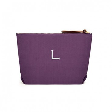 Women's Personalized Napa Linen Makeup Bag - Plum / Purple