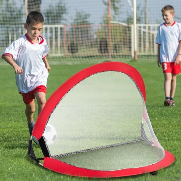 Two Pop Up Soccer Goal Set Foldable Training Football Net