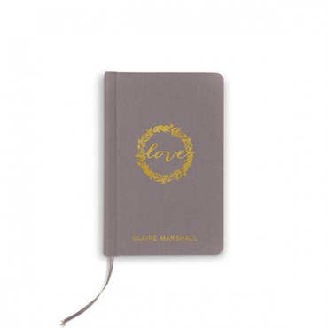 Charcoal Linen Pocket Journal - Love Wreath Emboss