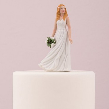 Trendy Bride Porcelain Figurine Wedding Cake Topper