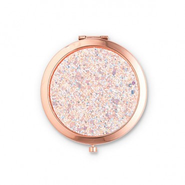 Personalized Rose Gold Glitter Compact Mirror