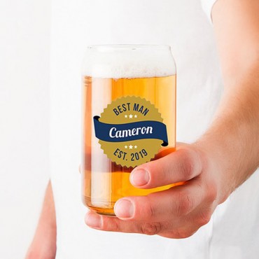 Beer Can Shaped Glass Personalized - Gold Seal Printing