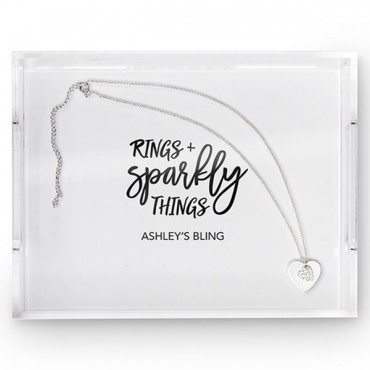 Rectangular Acrylic Tray - Rings + Sparkly Things Printing