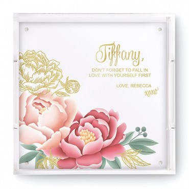 Square Acrylic Tray - Modern Floral Foiled Print