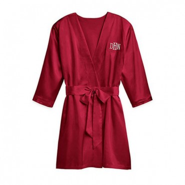 Premium Silky Kimono Robe With Pockets - Ruby Red