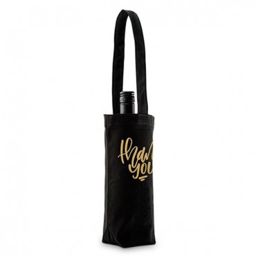 Thank You Black Canvas Wine Tote Bag