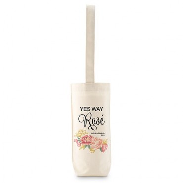 Modern Floral Personalized Natural Canvas Wine Tote Bag