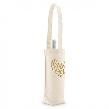 Thank You Natural Canvas Wine Tote Bag