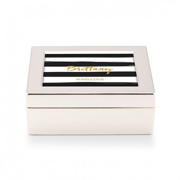 Small Modern Personalized Jewelry Box - Striped Print