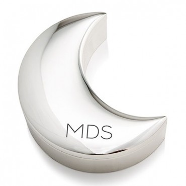 Personalized Silver Half Moon Jewelry Box - Modern Initials Etching