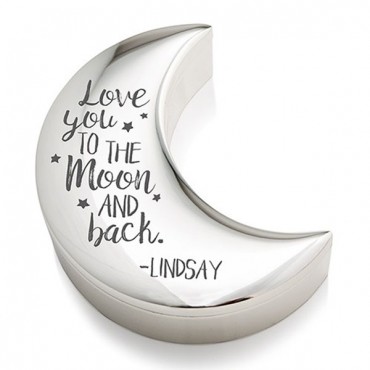 Personalized Silver Half Moon Jewelry Box - Love You To The Moon And Back Etching