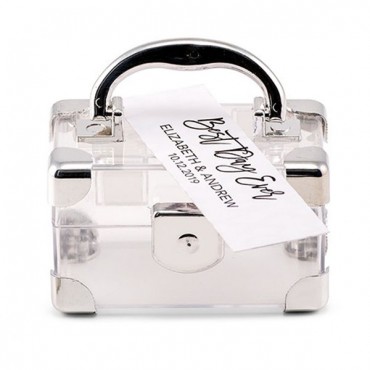 Mini Travel Suitcase Favor Box - Silver - Pack of 2 - 2 Pieces
