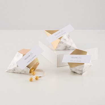 Modern Geo Marble And Gold Party Favor Boxes
