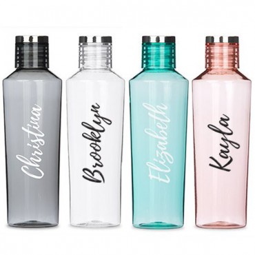 Personalized Plastic Water Bottle - Calligraphy Print