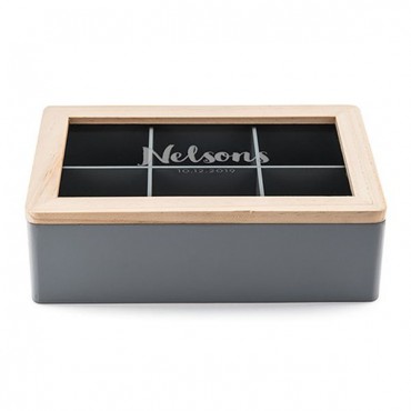 Wooden Keepsake Box With Glass Lid - Script Font Text
