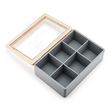 Wooden Keepsake Box With Glass Lid - Tea
