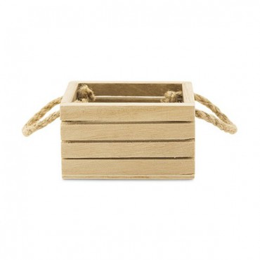 Mini Wooden Crate With Jute Handles - 2 Pieces