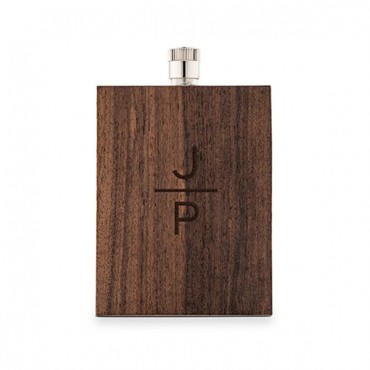 3 Ounce Rustic Wood Flask - Stacked Monogram