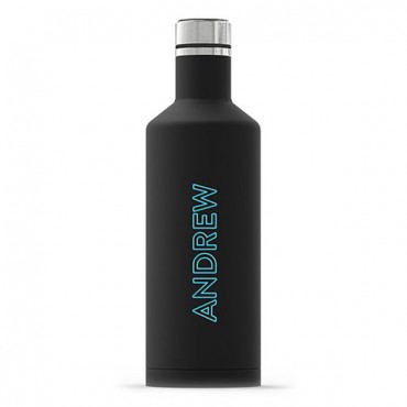 Insulated Water Bottle - Sleek Black - Summer Vibes Vertical Printing