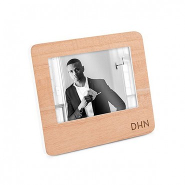 Custom Wooden Picture Frame With White Edge - Modern Initials