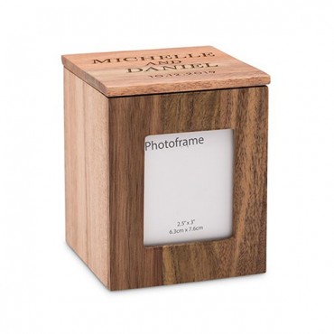 Wood Keepsake Box With Frame - Classic Couple Etching