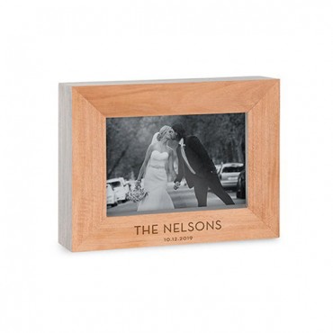 Custom Wooden Picture Frame With Grey Edges - Classic Font