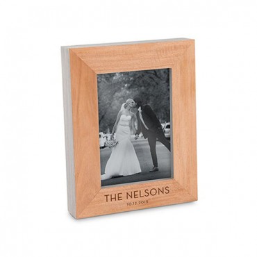 Custom Wooden Picture Frame With Grey Edges - Classic Font