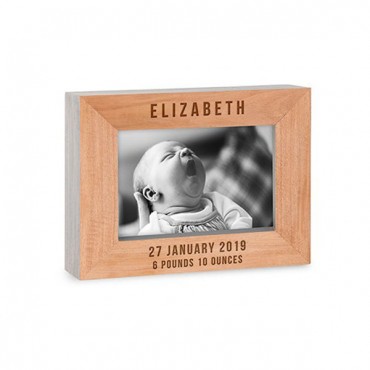 Custom Wooden Picture Frame With Grey Edges - Birth Date
