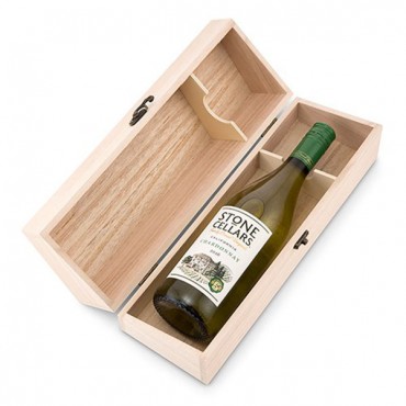 Personalized Wooden Wine Gift Box With Lid - Happy Anniversary