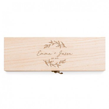 Personalized Wooden Wine Gift Box With Lid - Signature Script