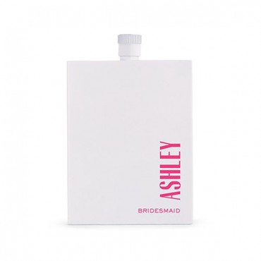 Hip Personalized White Stainless Steel Flask - Modern Vertical Text