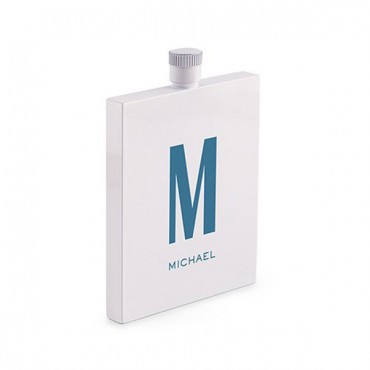 Hip Personalized White Stainless Steel Flask - Custom Monogram