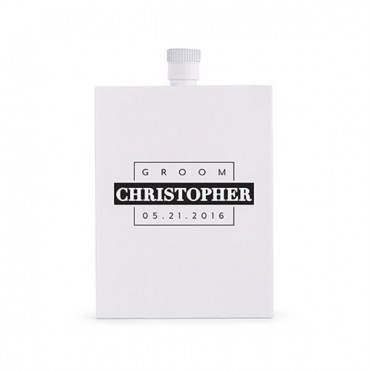 Hip Personalized White Stainless Steel Flask - Groom