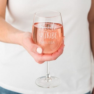 Large Personalized Wine Glass - Bride Tribe
