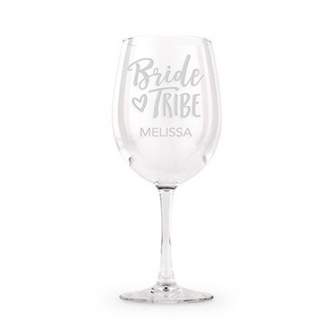 Large Personalized Wine Glass - Bride Tribe