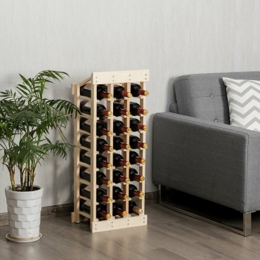 Wood Wine Rack Storage Display Shelf Free Standing