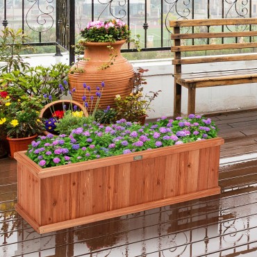 3 Ft. x 3 In. Wooden Decorative Planter Box For Garden Yard And Window