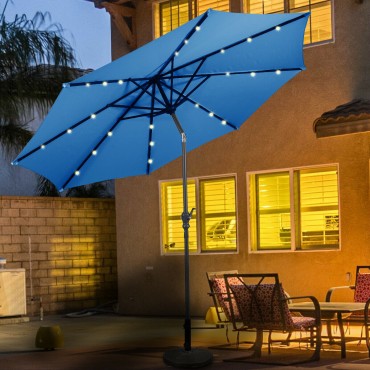 10 Ft. Patio Solar Umbrella With Crank And LED Lights