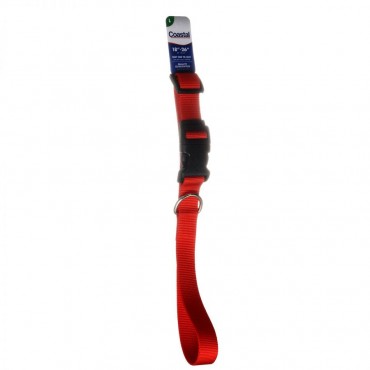 Tuff Collar Nylon Adjustable Collar - Red - 18 - 26 Long x 1 Wide